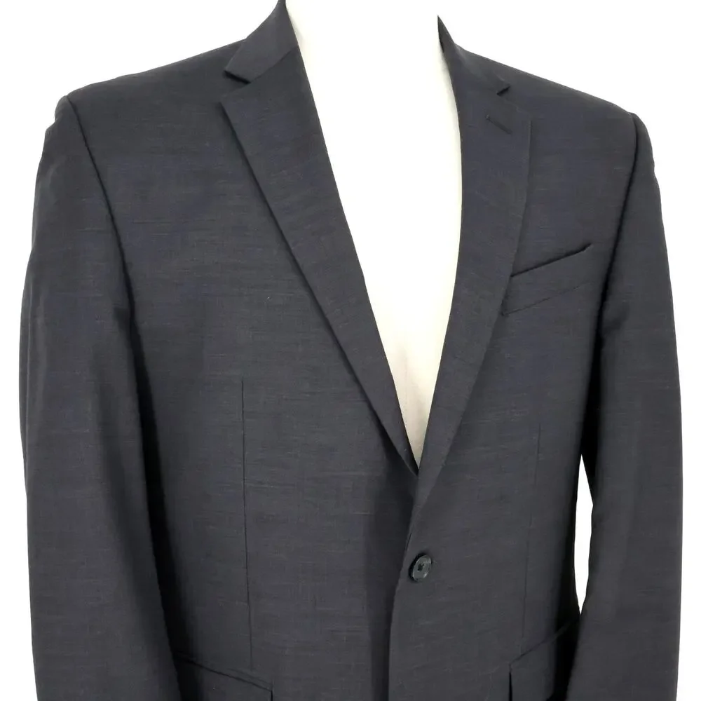 Kenneth Cole Sport Coat Mens 42R Dark Gray Wool Jacket Lined Blazer Preppy